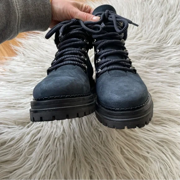 M.GEMI Navy Blue Nubuck Leather Lace Up Lug Sole GORPCORE Alpi Boot EUC Sz 37.5 - Picture 5 of 11